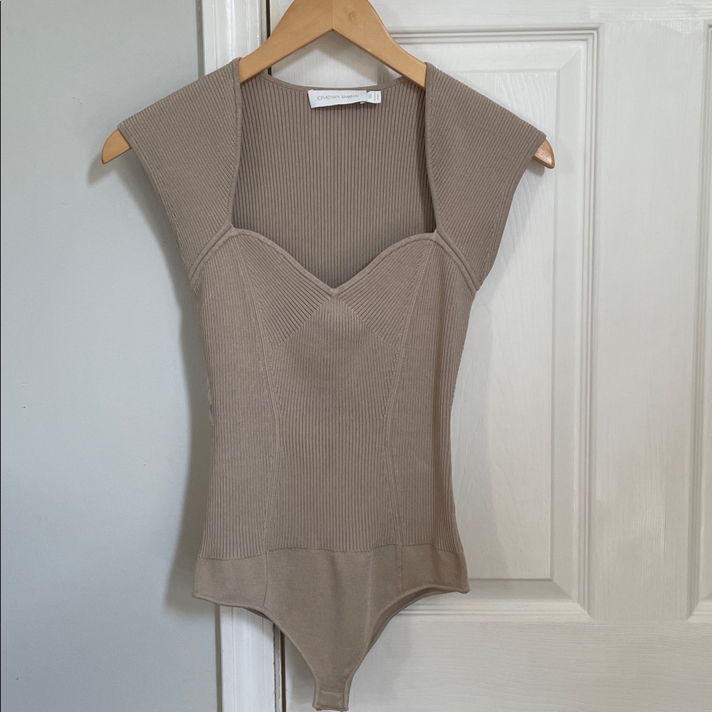 Simkhai Barbara Sweetheart Bodysuit in Beige XS